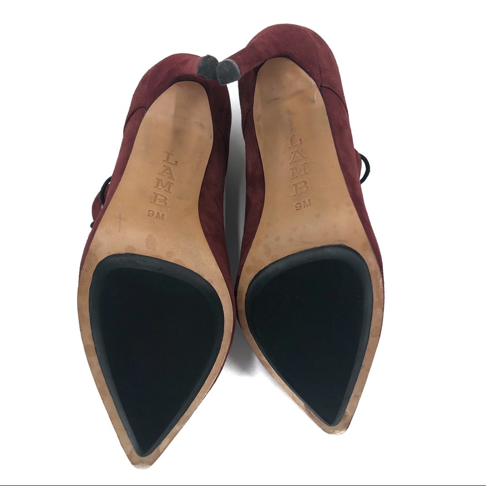 L.A.M.B. Isabella Wine Suede Lace-Up Bootie. Sz 9. - Picture 5 of 8